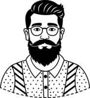 Hipster man icon in sketchy style vector