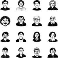 Bundle of Glyph Style Character Portrait Icons vector