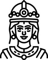 Byzantine empress icon in linear style vector