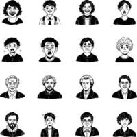 Collection of Glyph Style Character Profile Icons vector