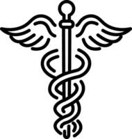 A linear icon of caduceus symbol vector