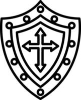 A linear icon of a medieval shield vector