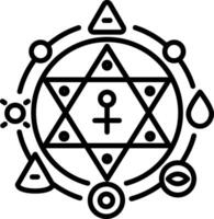 A linear icon of alchemy symbol vector