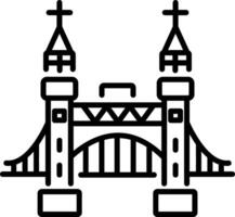 Ancient draw bridge icon in linear style vector