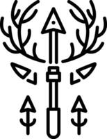 Ancient hunting spear icon in linear style vector