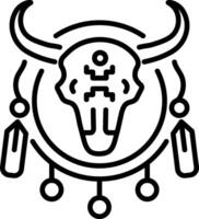 Bison skull icon in linear style vector