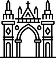 Historical gothic building icon in linear style vector