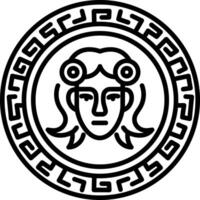 A linear icon of a greek coin vector