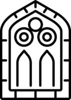 A linear icon of a gothic window vector