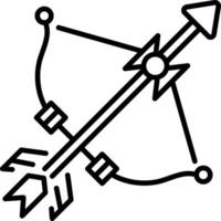 A linear icon of a longbow arrow vector
