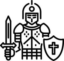 A linear icon of medieval knight character vector