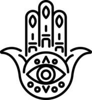 A line icon of hamsa hand symbol vector