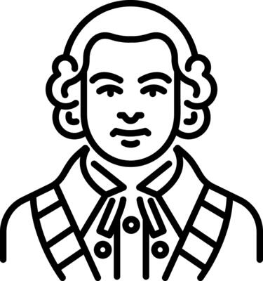 A linear icon of an aristocrat character
