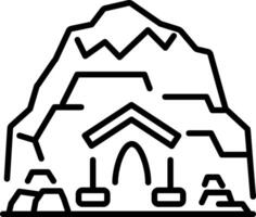 Ancient rock shelter icon in linear style vector