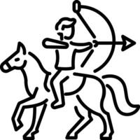 A linear icon of a mongolian archer vector