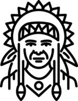 Native chief icon in linear style vector