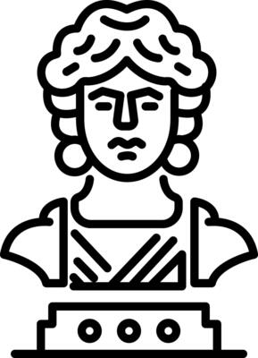 A linear style icon of an old sculpture