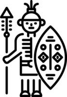 Zulu warrior icon in linear style vector