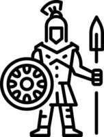 A linear icon of spartan hoplite vector