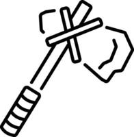 A linear icon of ancient stone hatchet vector
