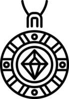 Ancient stone amulet icon in line style vector
