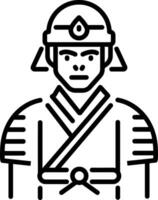 A line icon of samurai swordsman vector