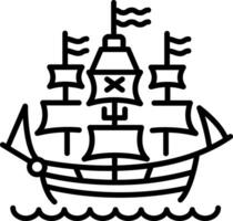 A linear icon of a sailing ship vector