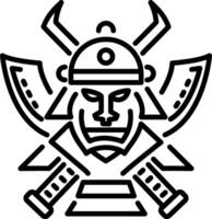 A linear icon of a samurai character vector