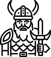 Viking warrior icon in linear style vector
