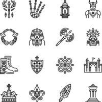 Set of Linear Style Medieval History Icons vector