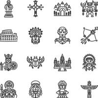 Set of Linear Style Ancient Mythological Icons vector