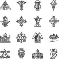 Bundle of Ancient Linear Style Icons vector