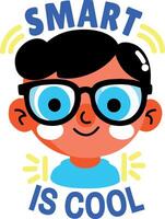 A flat sticker of a smart student with cool typography vector