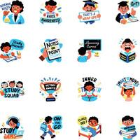 Bundle of Flat Style University Stickers vector