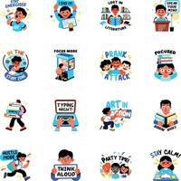 Collection of Flat Style Student Life Stickers vector