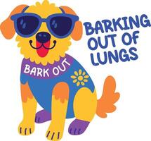 A flat sticker of a barking dog with funny sarcastic typography vector