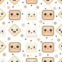 a pattern with cute marshmallows and stars vector