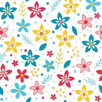 floral seamless pattern with colorful flowers on a white background vector
