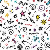 seamless pattern with colorful doodles and arrows vector