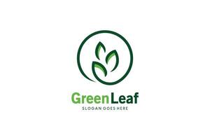 Green leaf icon symbol logo in simple circle view vector