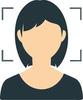 Anonymous Female Avatar with Dark Hair in Square Frame for Profile Picture Use vector
