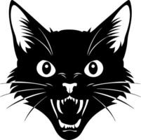 Angry Black Cat Silhouette Art with Fierce Expression vector