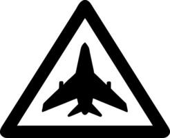 Aviation Warning Sign with Jet Plane in Triangular Frame Illustration vector