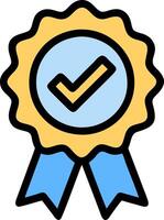 Award Ribbon with Check Mark Symbol for Achievement and Quality Assurance vector