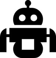 Black Robot Illustration with Antennas and Rounded Features vector