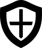 Black Shield with Cross Symbol for Security and Protection Design vector