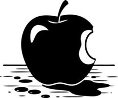 Black Silhouette Apple with Bite on Artistic Background vector