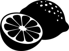 Black Silhouette Lemon and Half Citrus Fruit Illustration for Design Use vector
