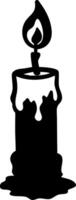 Black Silhouette Dripping Candle with Flame for Design and Decoration vector