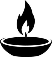Black Silhouette of Oil Lamp with Flame Symbolizing Light and Peace vector